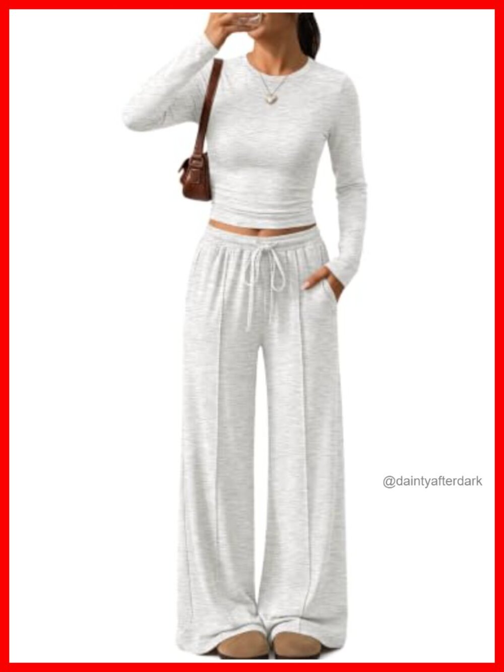 Women 2 Piece Lounge Set Pintuck Pants Top Soft Stretch Casual Travel